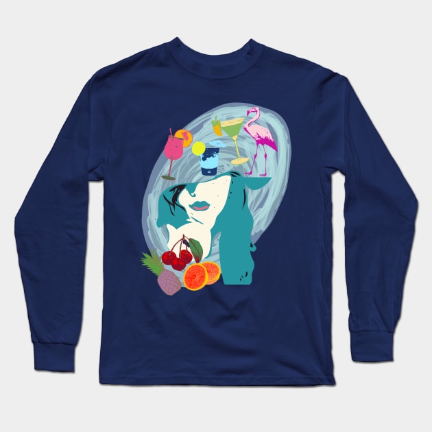 Beach party girl Long Sleeve T-Shirt by Flyingrabbit